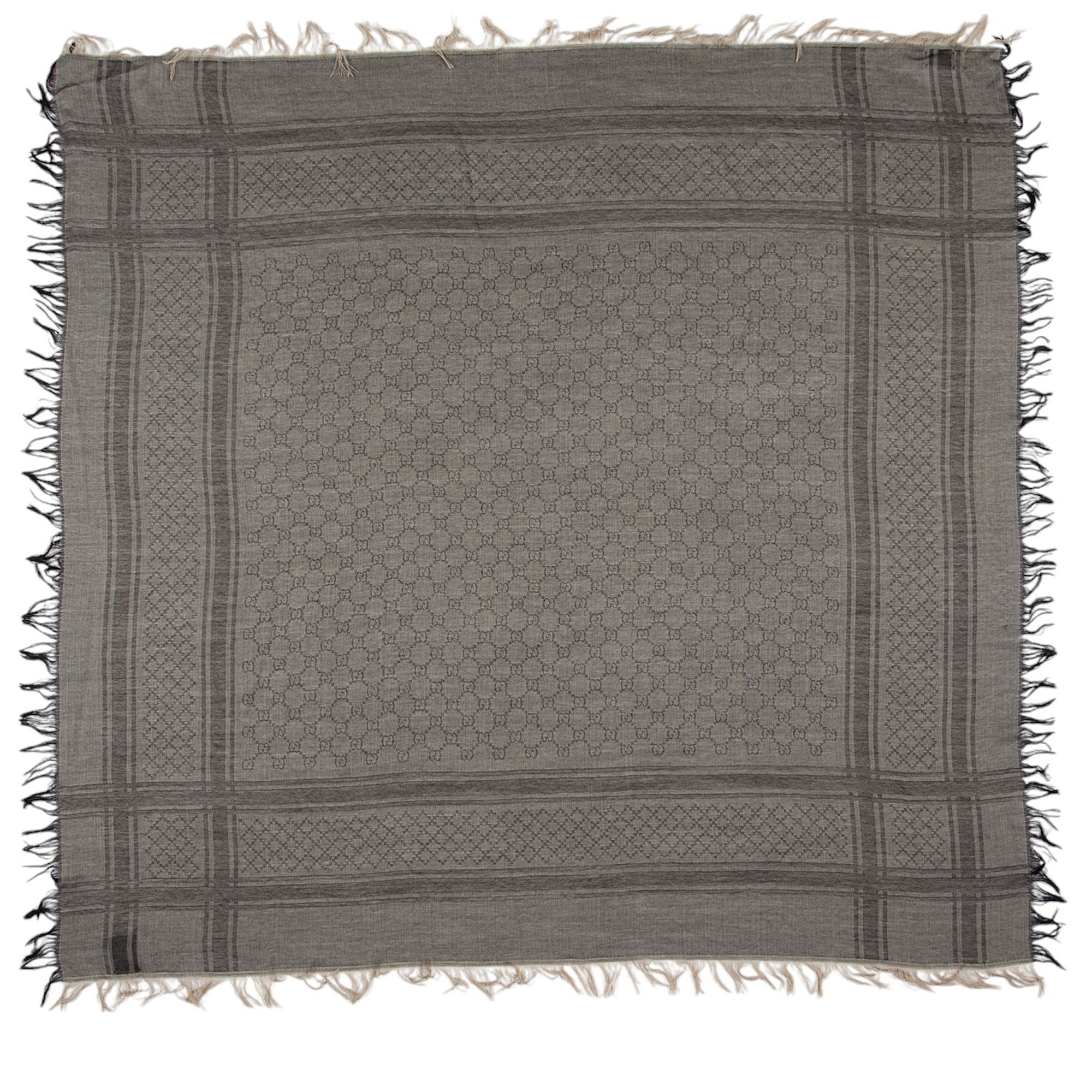 Gucci Silk Wool Monogram Diamante 140cm Shawl (SHF-ZU4gQZ)