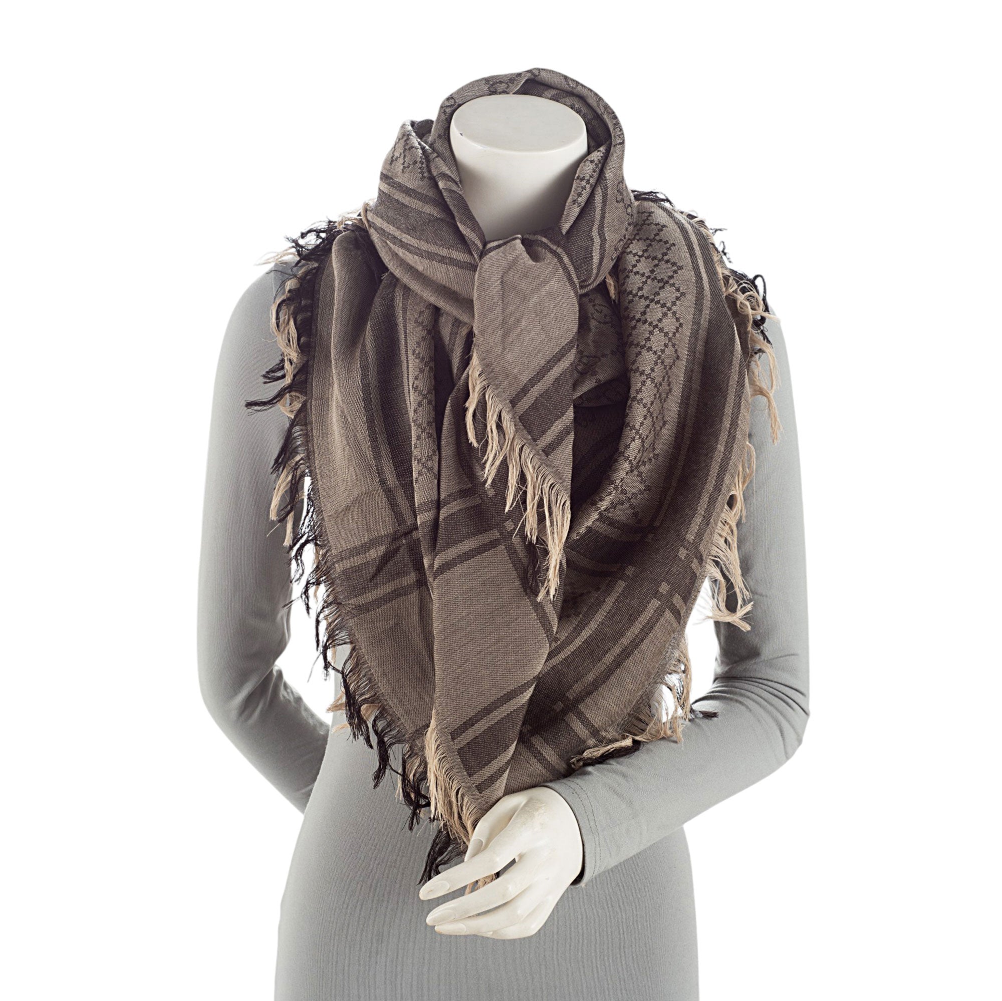 Gucci Silk Wool Monogram Diamante 140cm Shawl (SHF-ZU4gQZ)