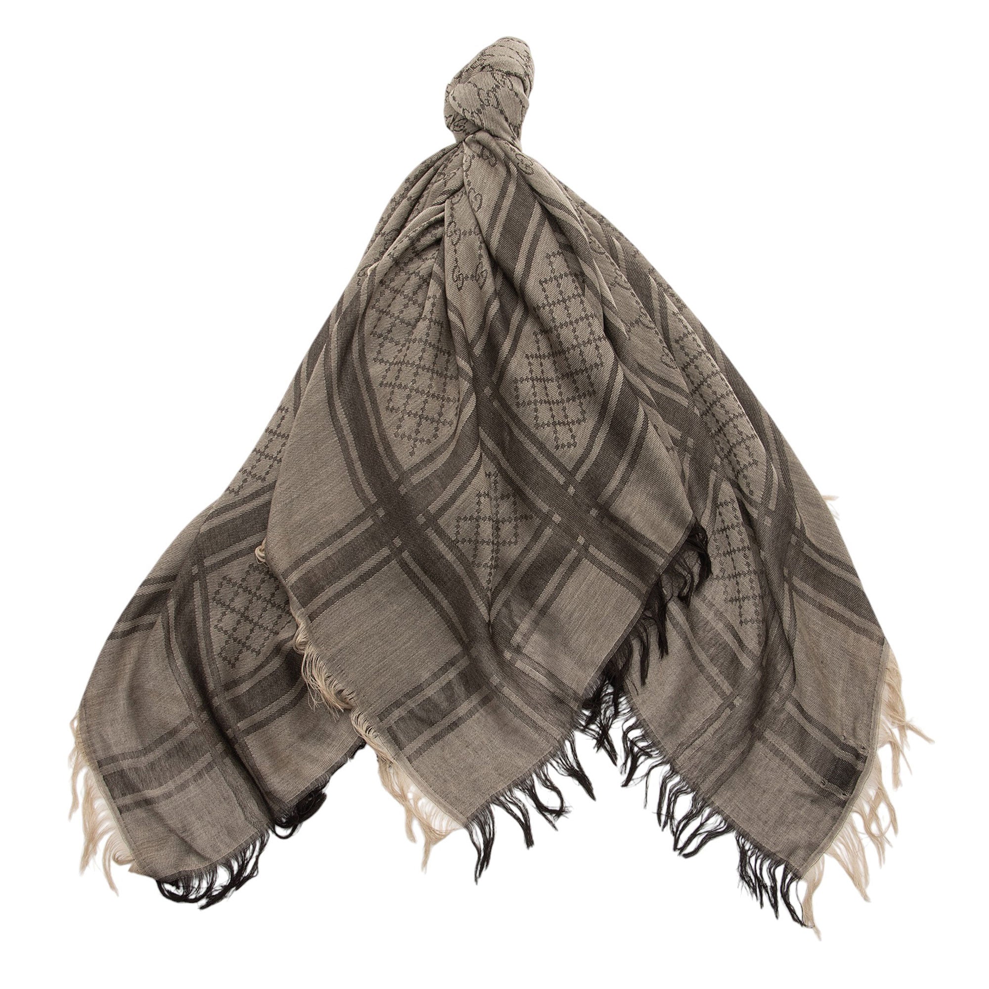 Gucci Silk Wool Monogram Diamante 140cm Shawl (SHF-ZU4gQZ)