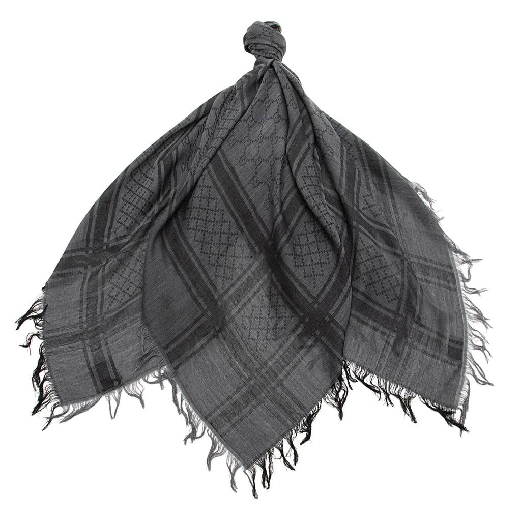Gucci Silk Wool GG Diamante 140cm Shawl
