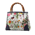 Gucci Small Canvas Flora Bamboo Shopper Satchel