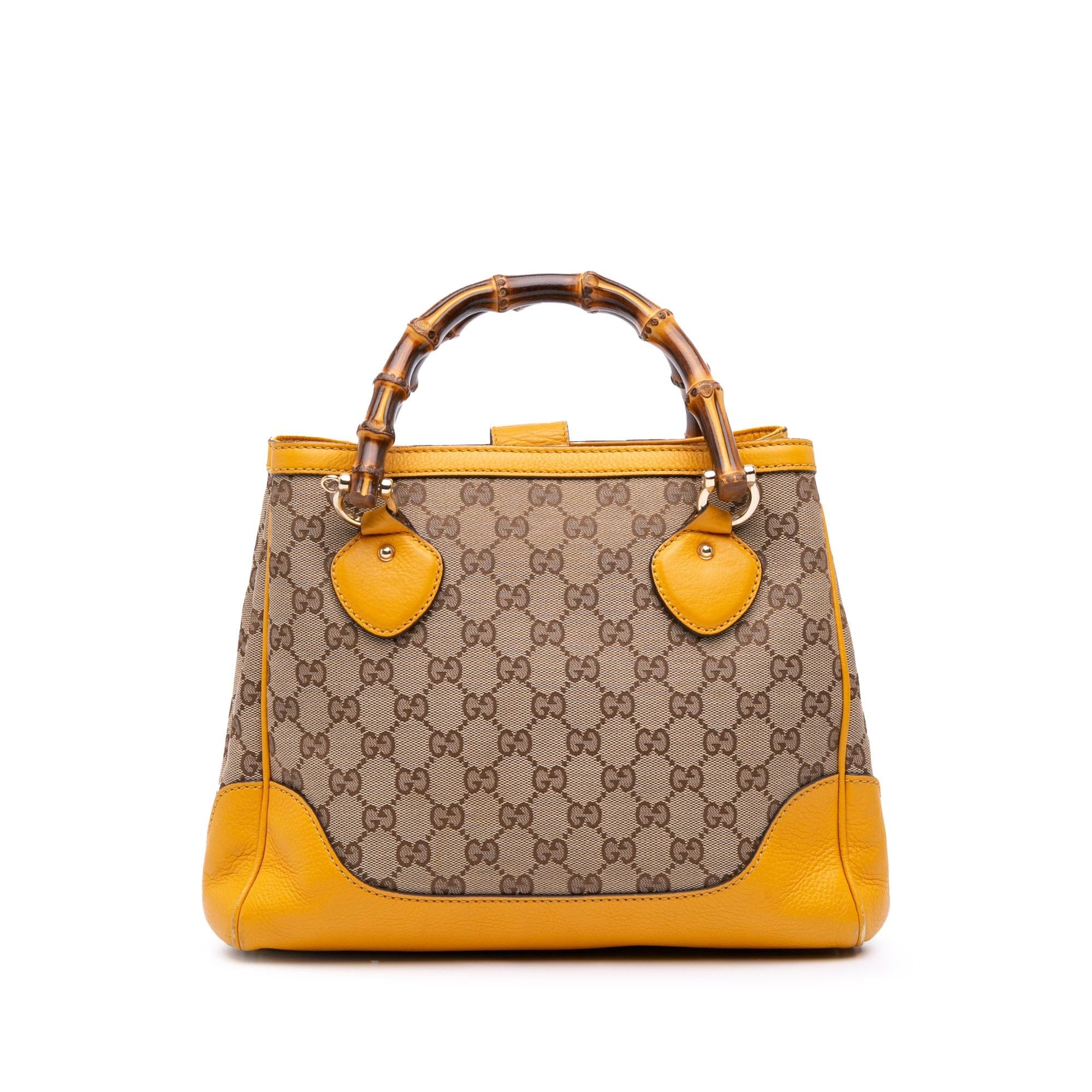 Gucci Small GG Canvas Diana Bamboo Top Handle Tote