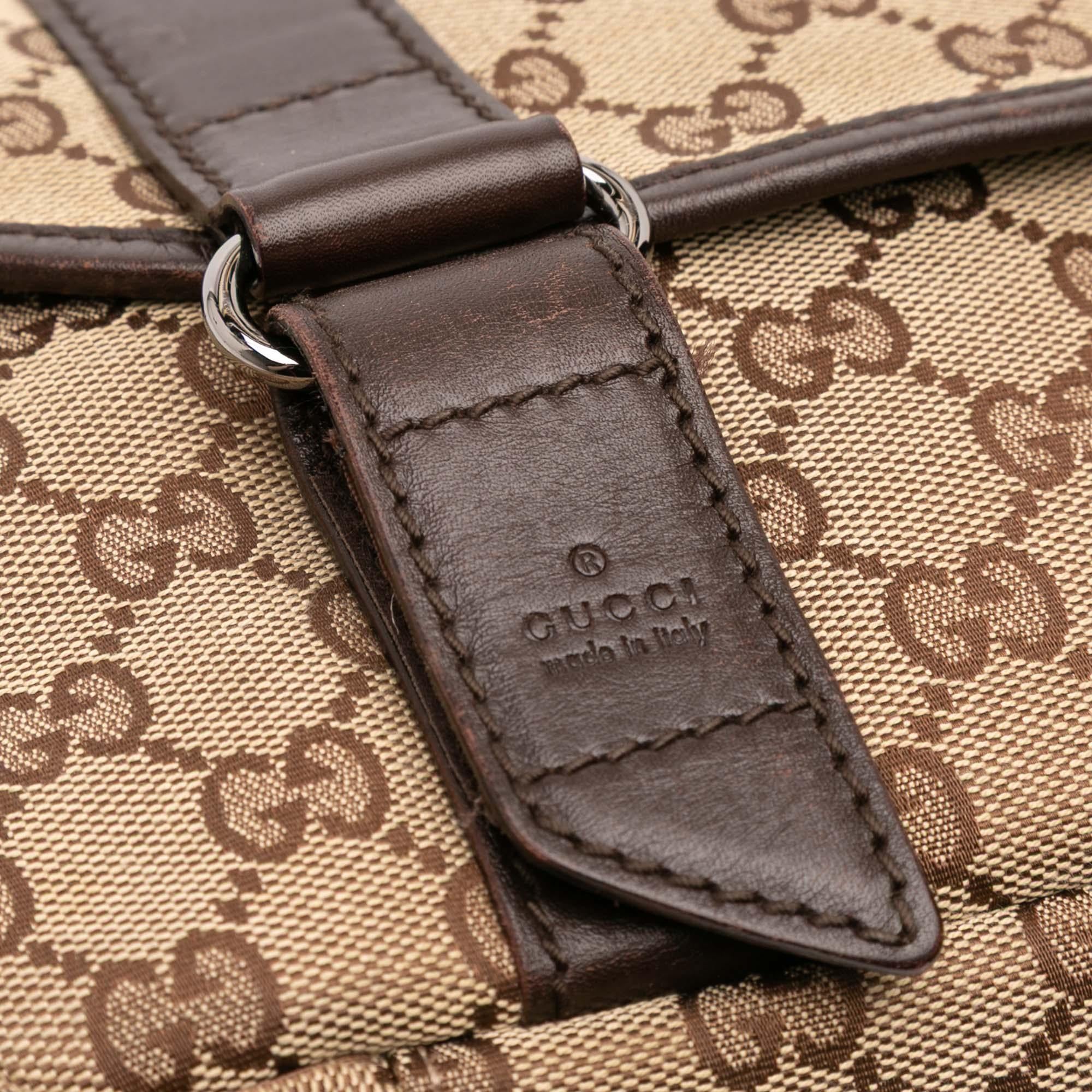 Gucci Small GG Canvas Double Buckle Flap Messenger Bag