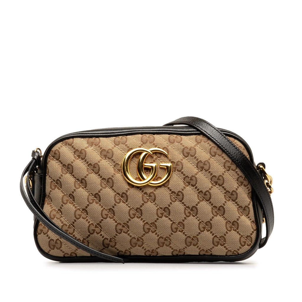 Gucci Small GG Canvas Marmont Matelasse Camera Bag (SHG-8k8jfb)