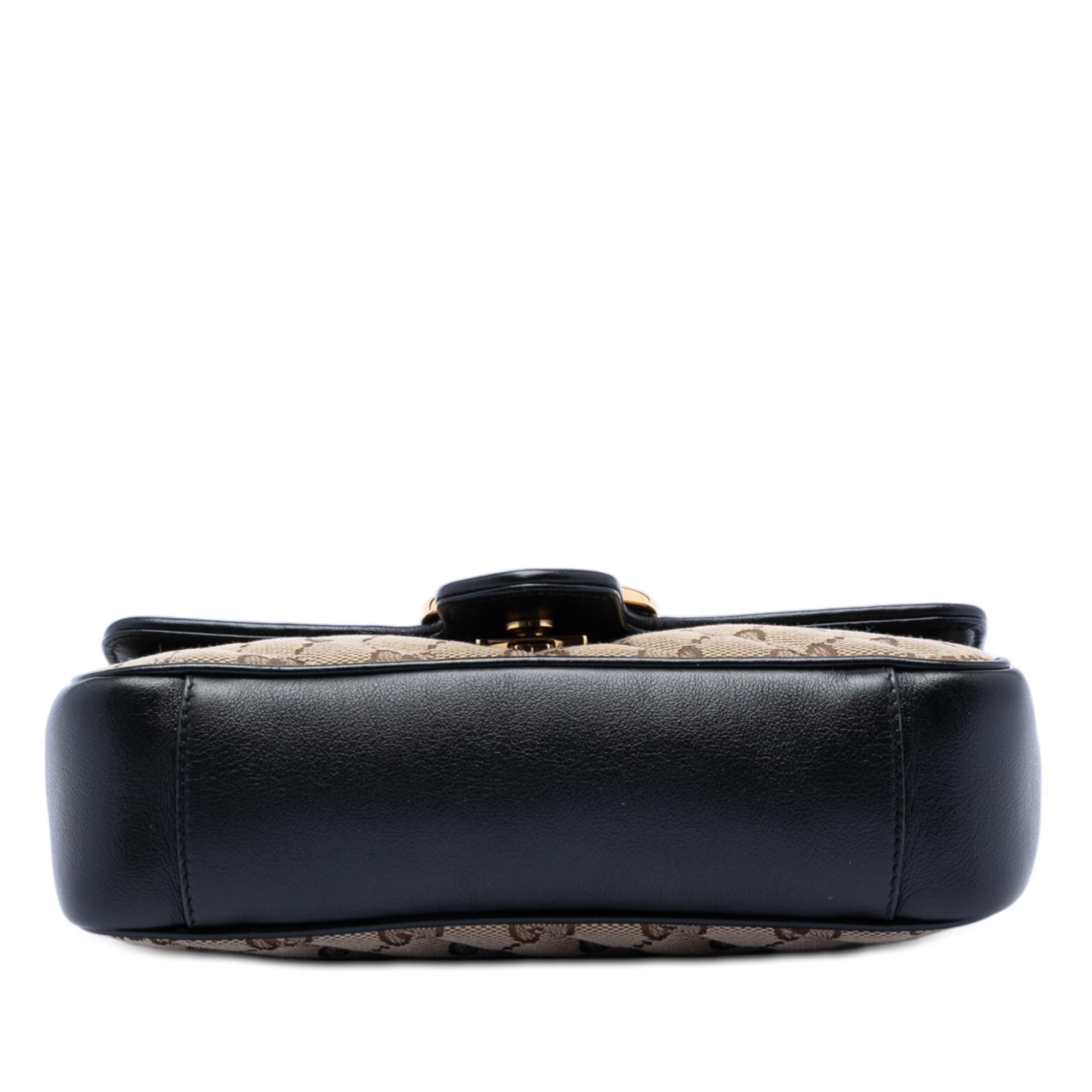 Gucci Small GG Marmont Matelasse Diagonal GG Canvas and Leather Shoulder Bag
