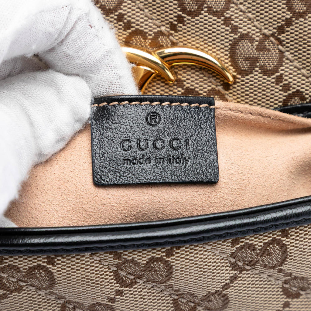 Gucci Small GG Marmont Matelasse Diagonal GG Canvas and Leather Shoulder Bag