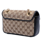 Gucci Small GG Marmont Matelasse Diagonal GG Canvas and Leather Shoulder Bag