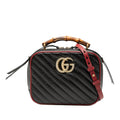 Gucci Small GG Marmont Matelasse Diagonal Leather Torchon Bamboo Satchel