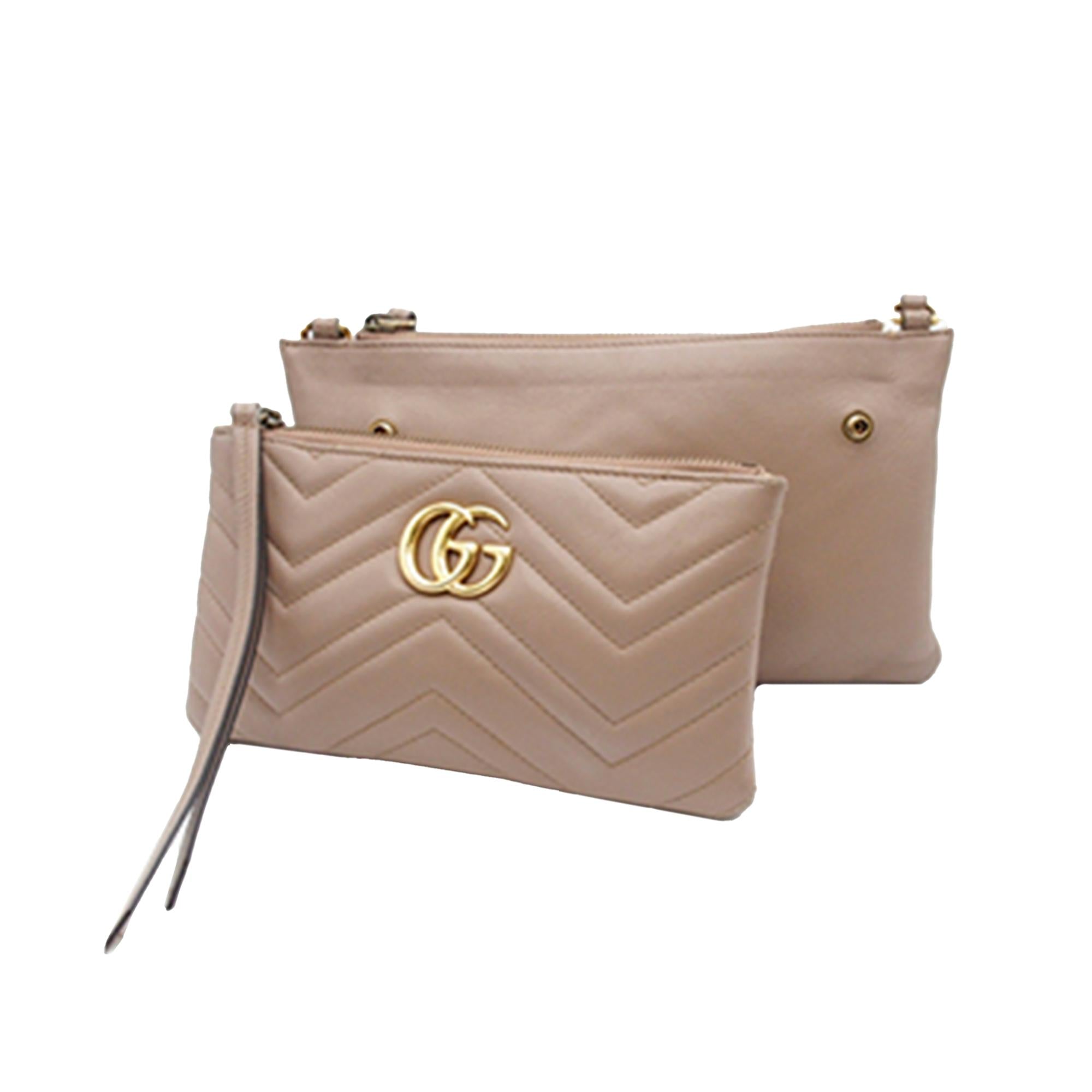 Gucci Small GG Marmont Matelasse Double Zip Pochette (SHG-TGr70z)