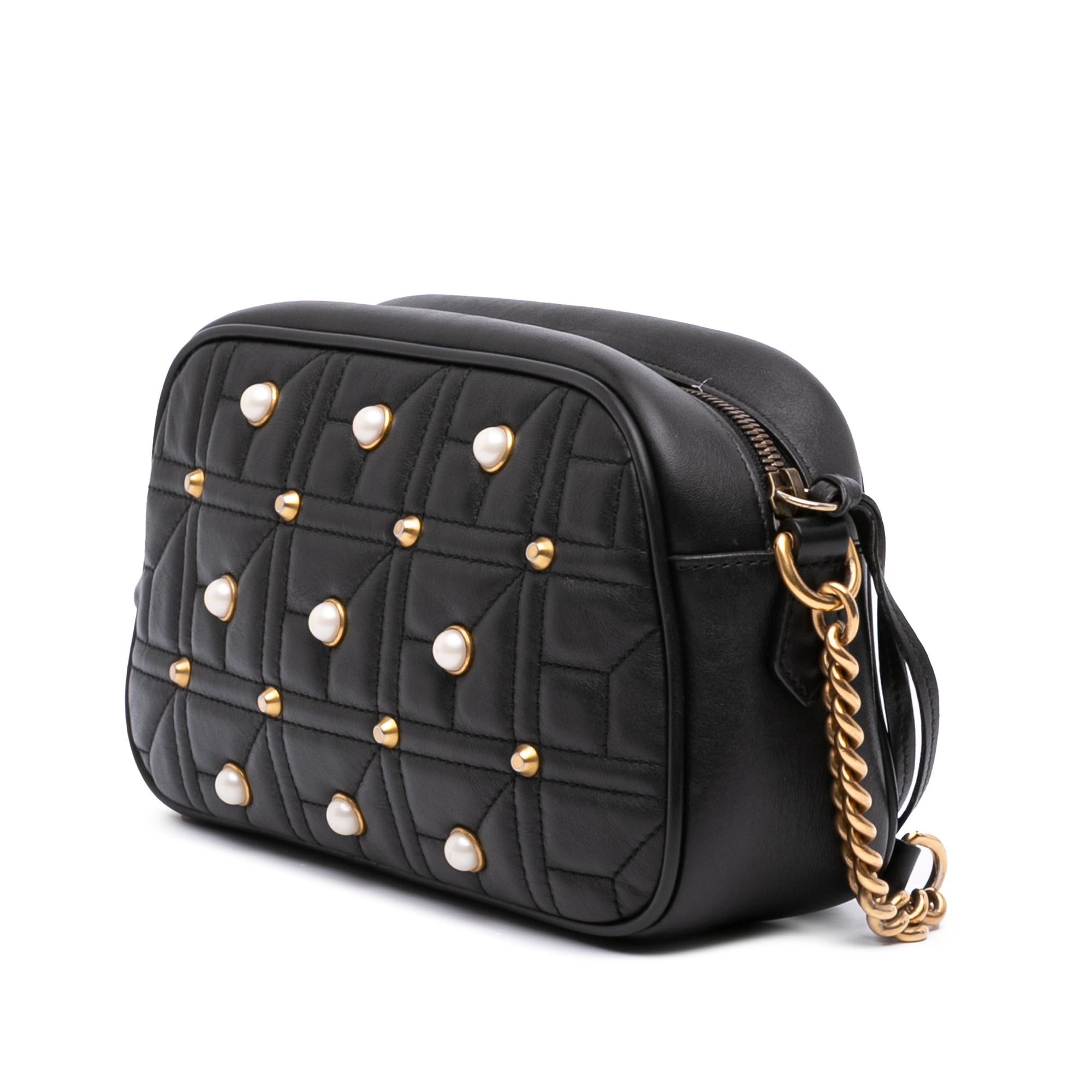 Gucci Small GG Marmont Matelasse Leather Pearl Studded Crossbody