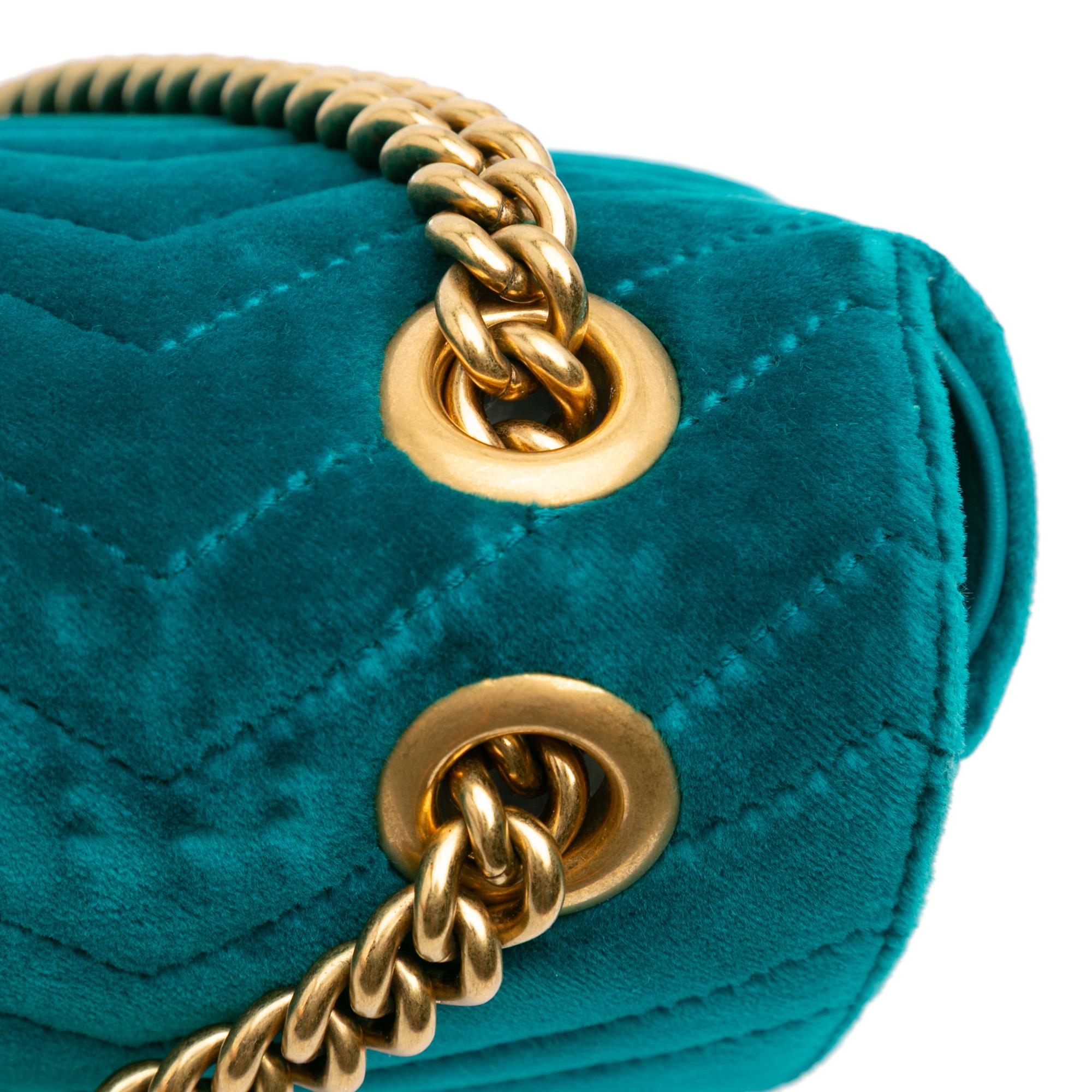 Gucci Small GG Marmont Matelasse Velvet Flap Crossbody