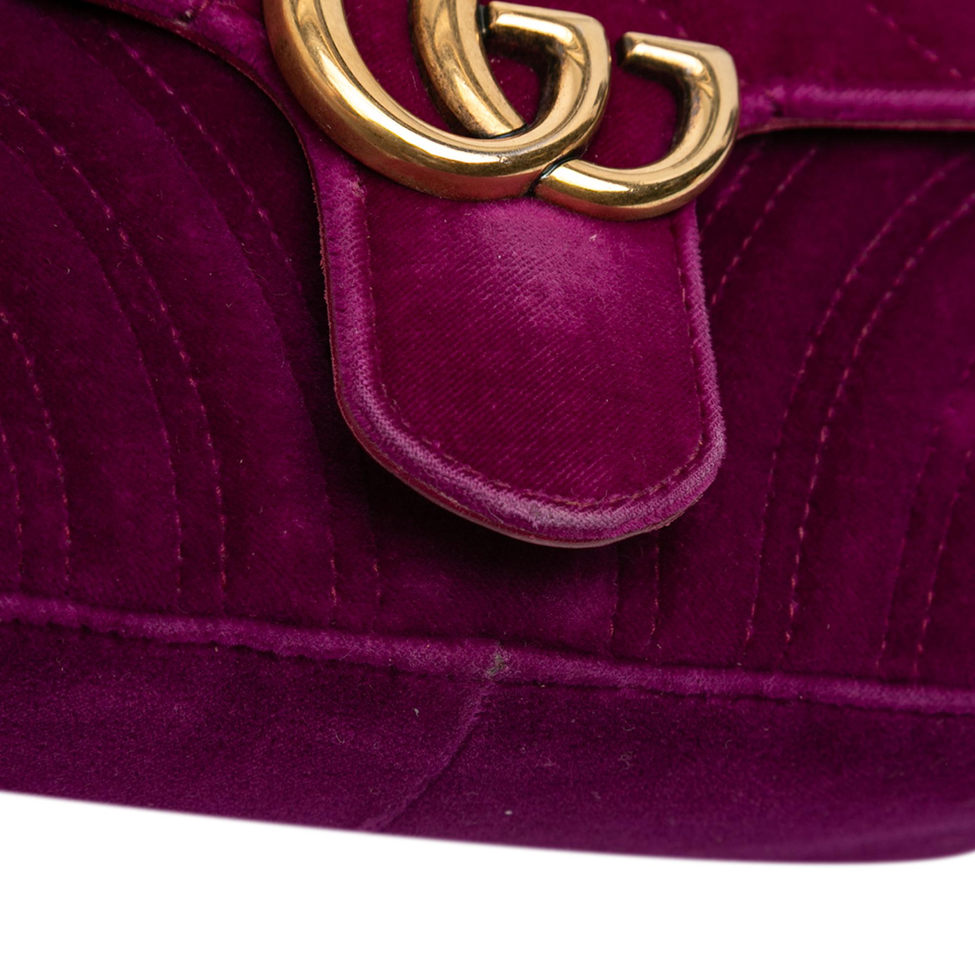 Gucci Small GG Marmont Matelasse Velvet Shoulder Bag