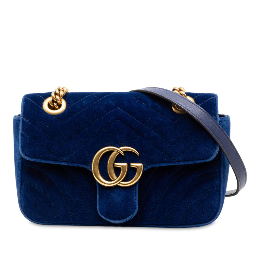 Gucci Small GG Marmont Matelasse Velvet Shoulder Bag