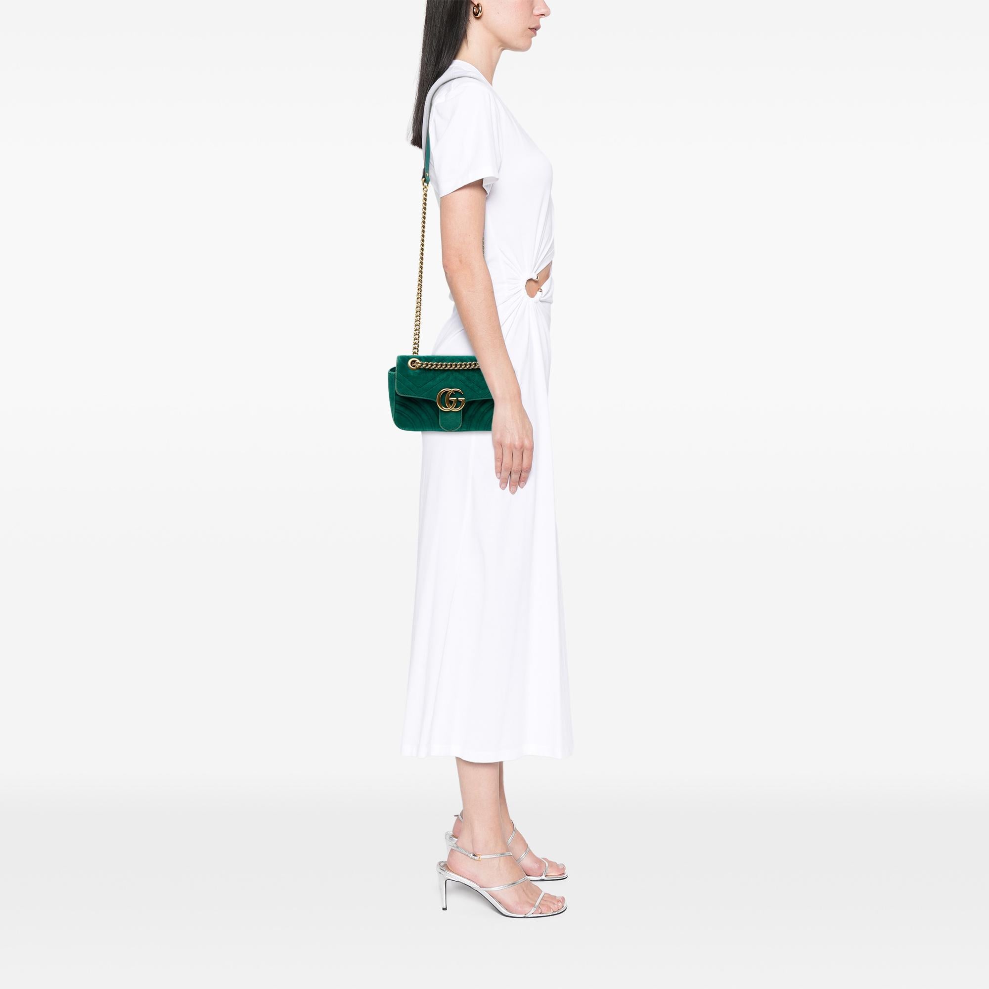 Gucci Small GG Marmont Matelasse Velvet Shoulder Bag