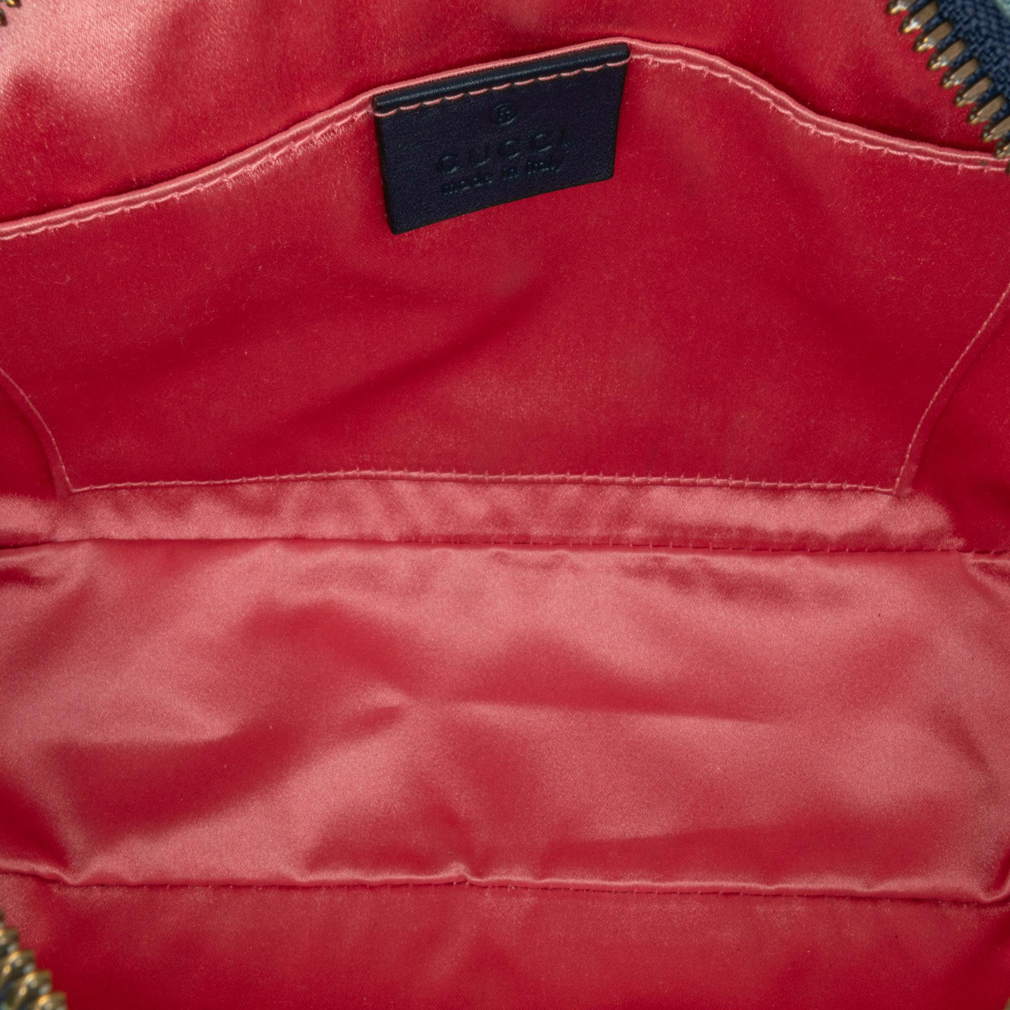 Gucci Small GG Marmont Pearl Studded Denim Crossbody Bag (SHG-phY0r4)