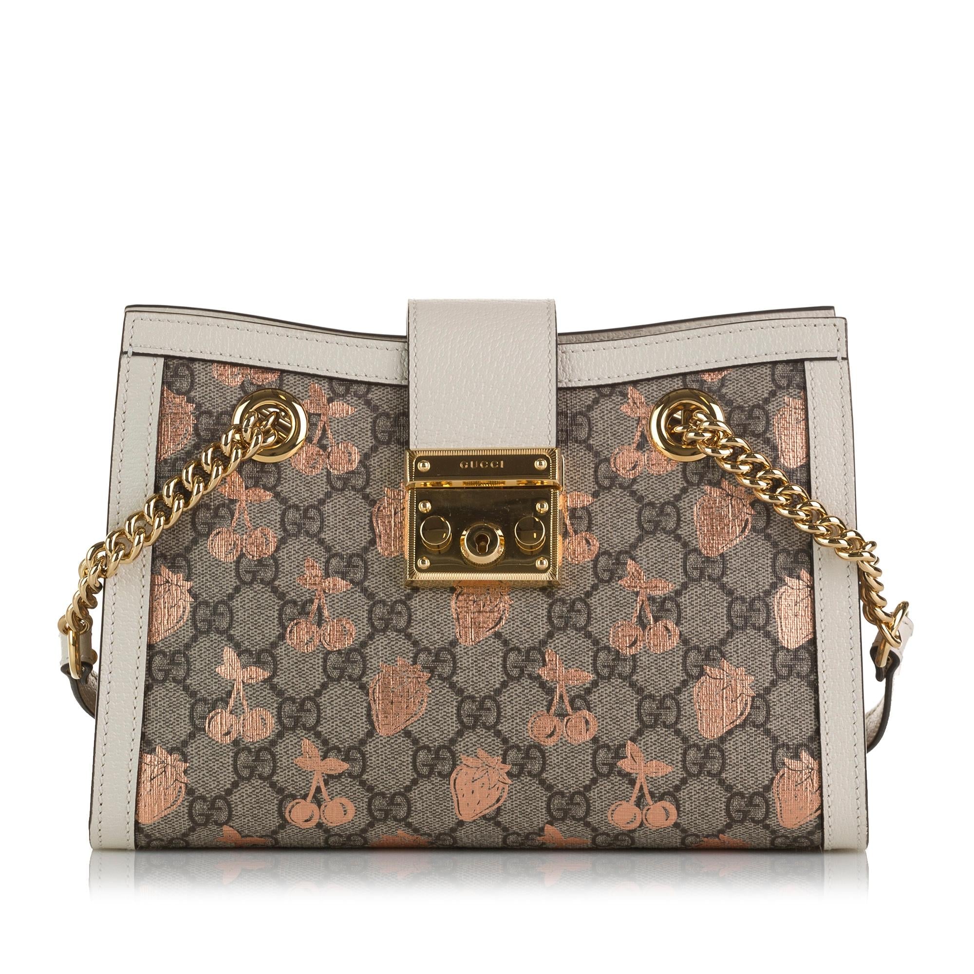 Gucci Small GG Supreme Berry Padlock Tote (SHG-pt4iss)