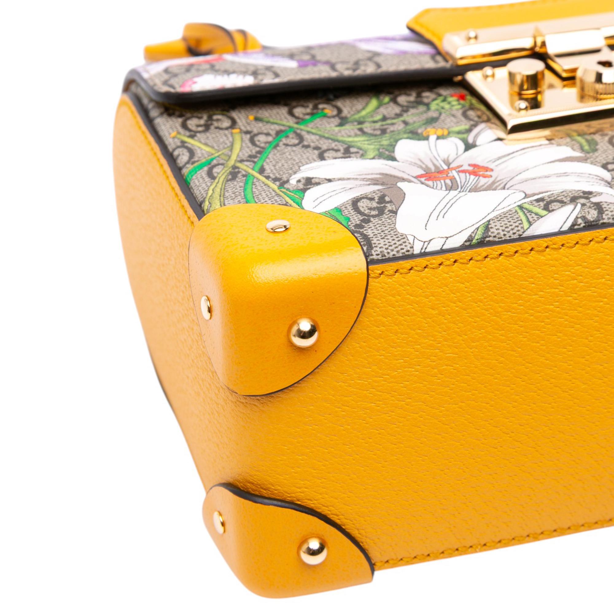 Gucci Small GG Supreme Flora Bamboo Padlock Satchel