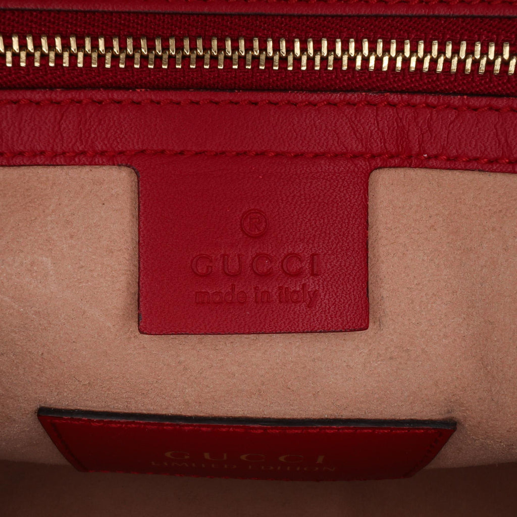 Gucci Small GG Supreme Kingsnake Heart Embroidered Satchel