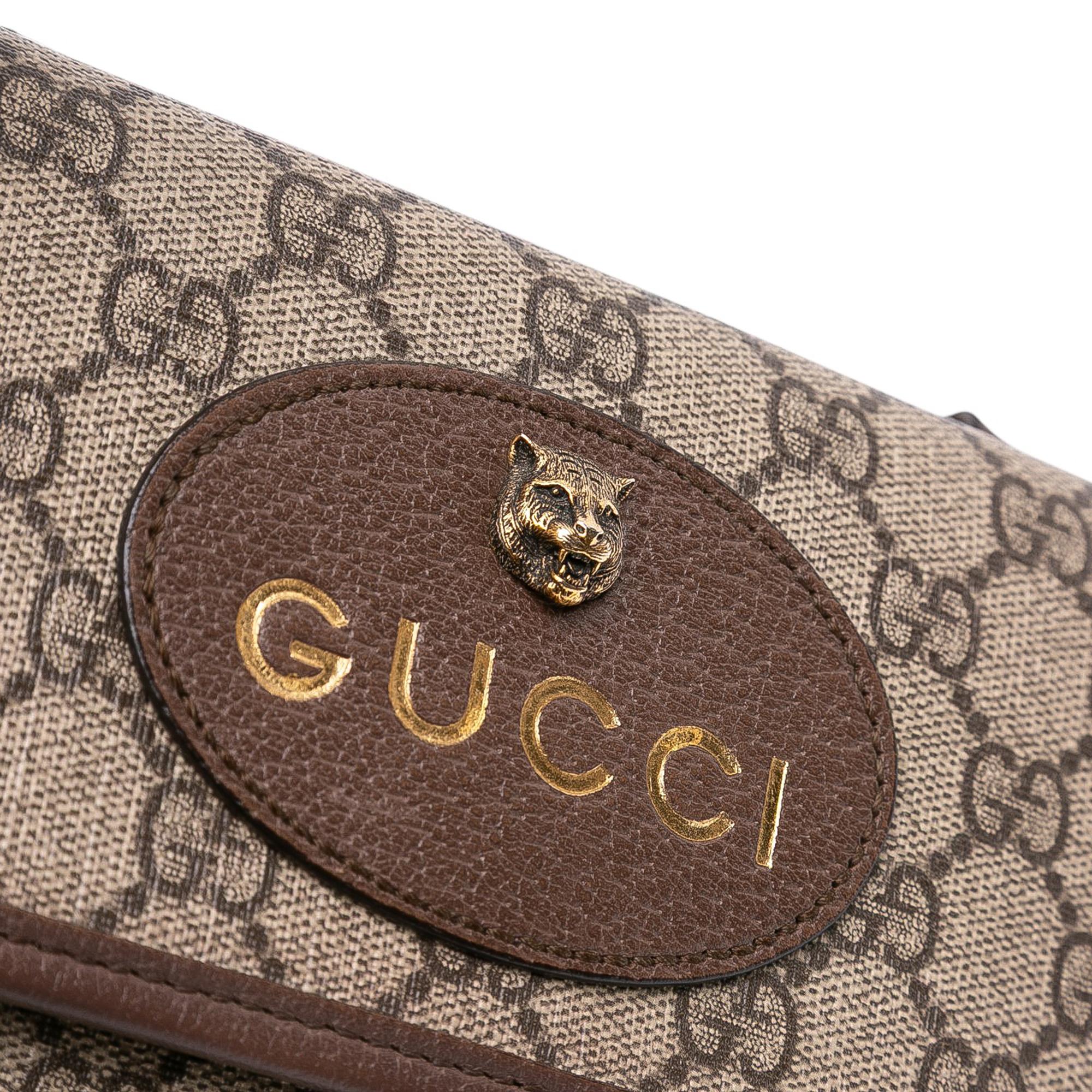 Gucci Small GG Supreme Web Neo Vintage Double Flap Messenger Bag
