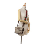 Gucci Small GG Supreme Web Neo Vintage Double Flap Messenger Bag
