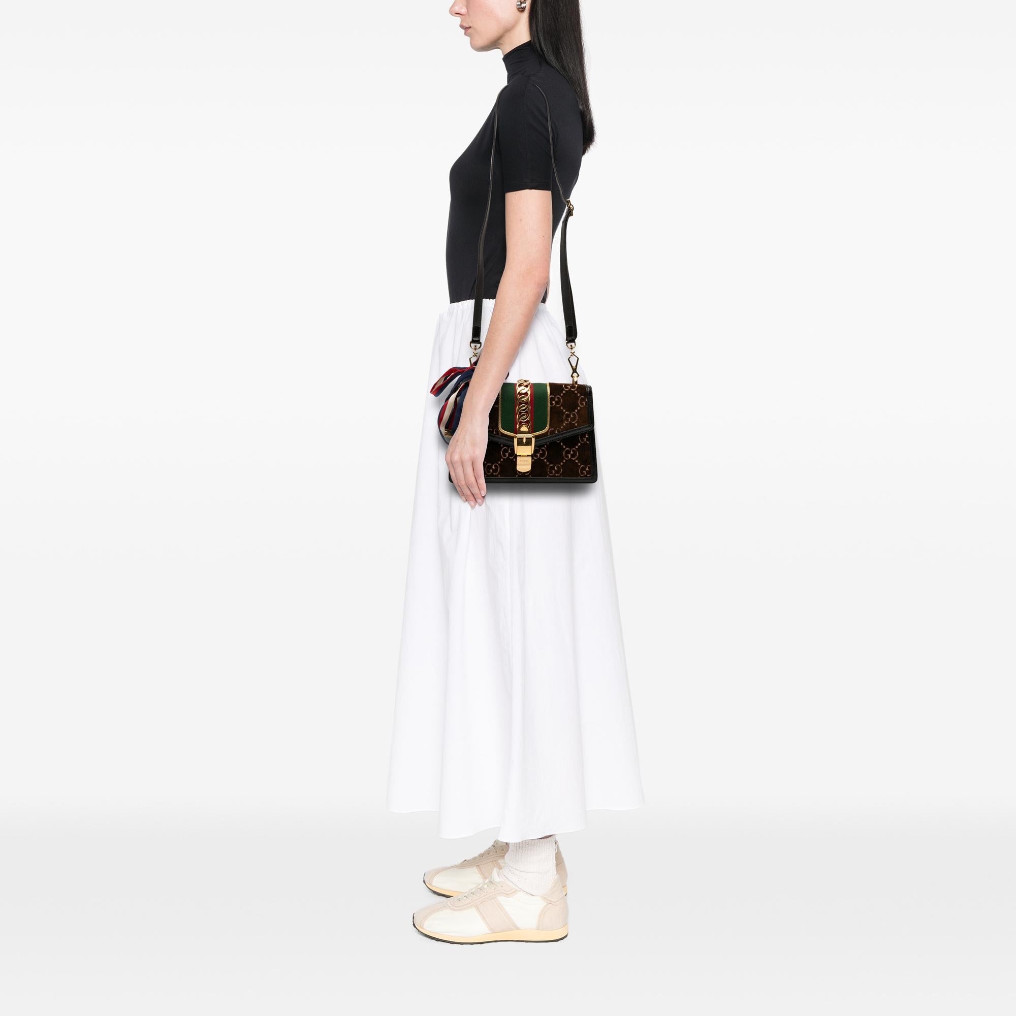 Gucci Small GG Velvet Sylvie Crossbody