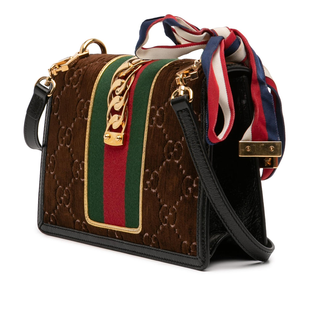 Gucci Small GG Velvet Sylvie Crossbody
