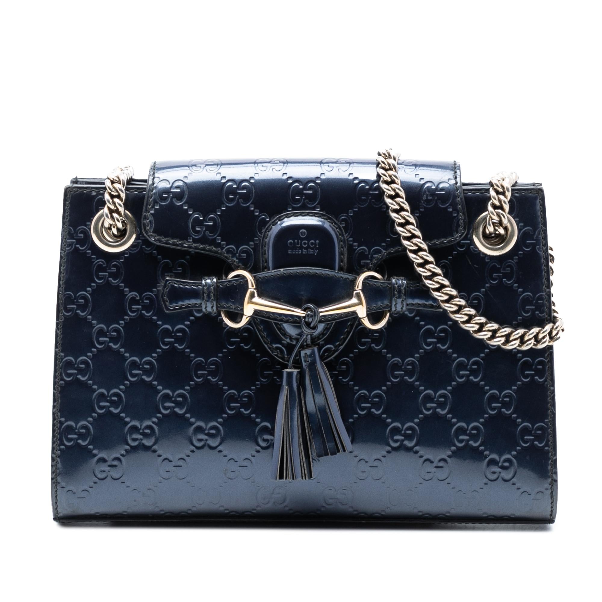 Gucci Small Guccissima Patent Emily Shoulder Bag