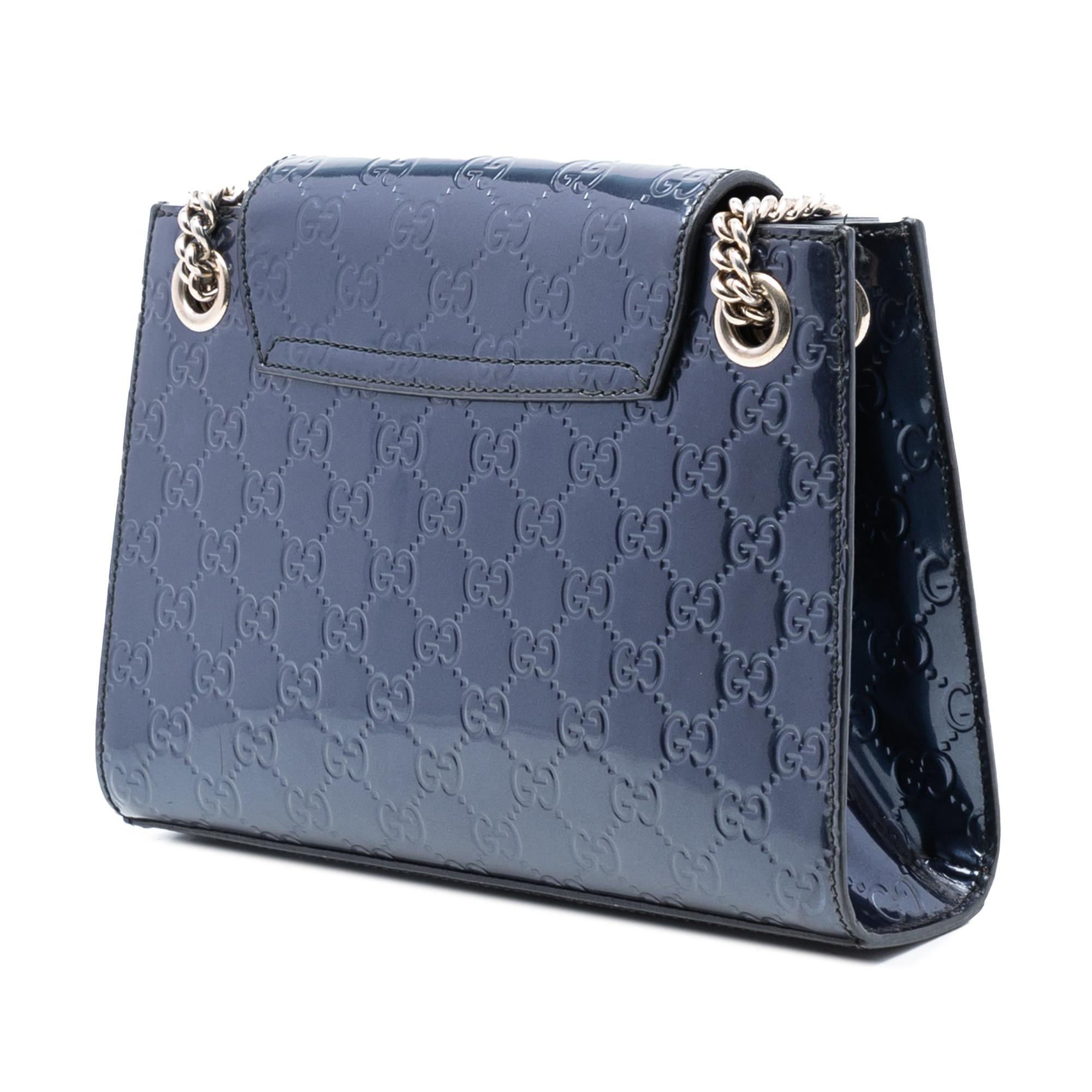 Gucci Small Guccissima Patent Emily Shoulder Bag