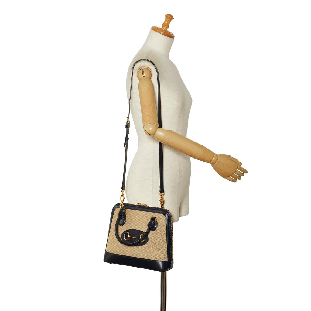 Gucci Small Horsebit 1955 Canvas Top Handle (SHG-QIxwtd)