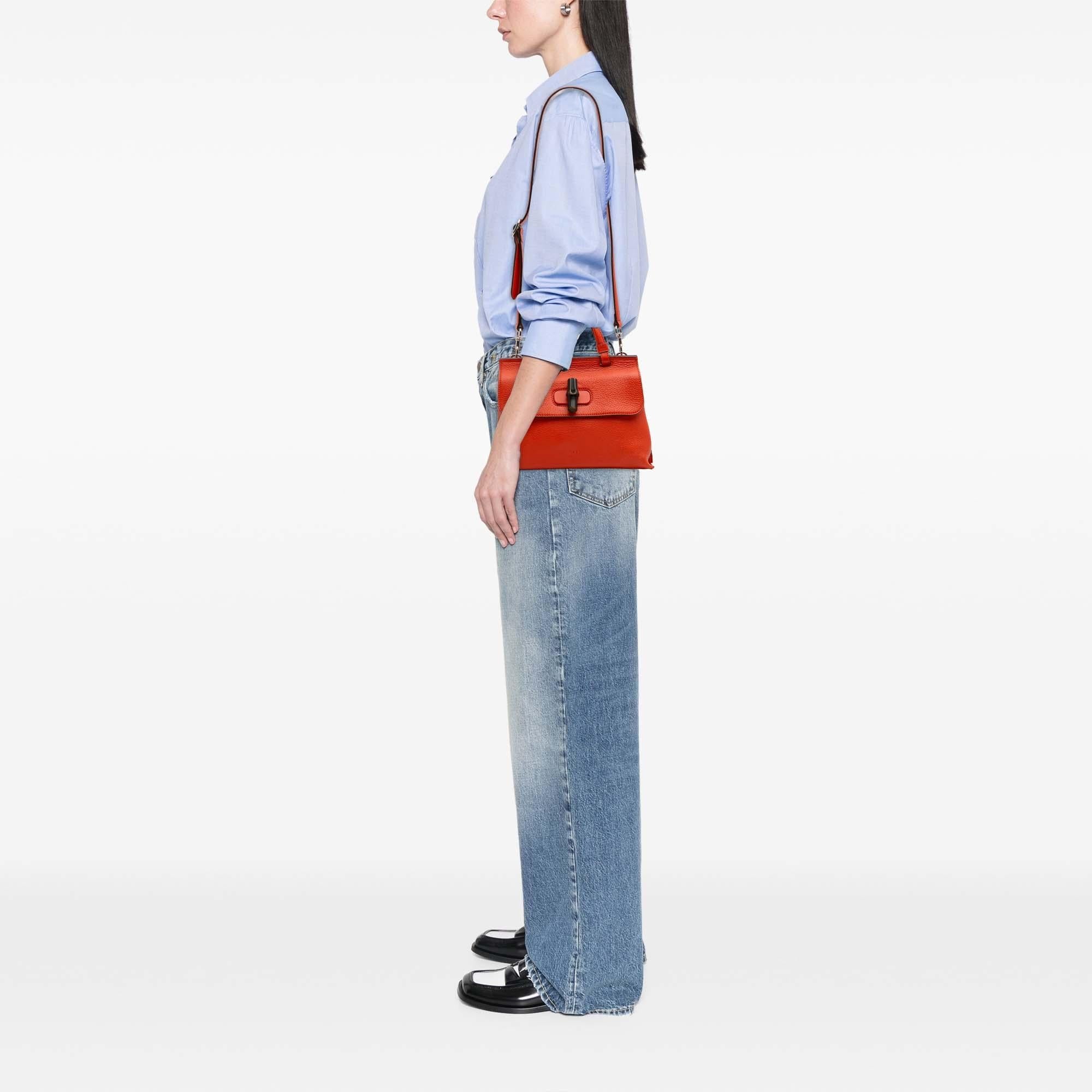 Gucci Small Leather Bamboo Daily Satchel