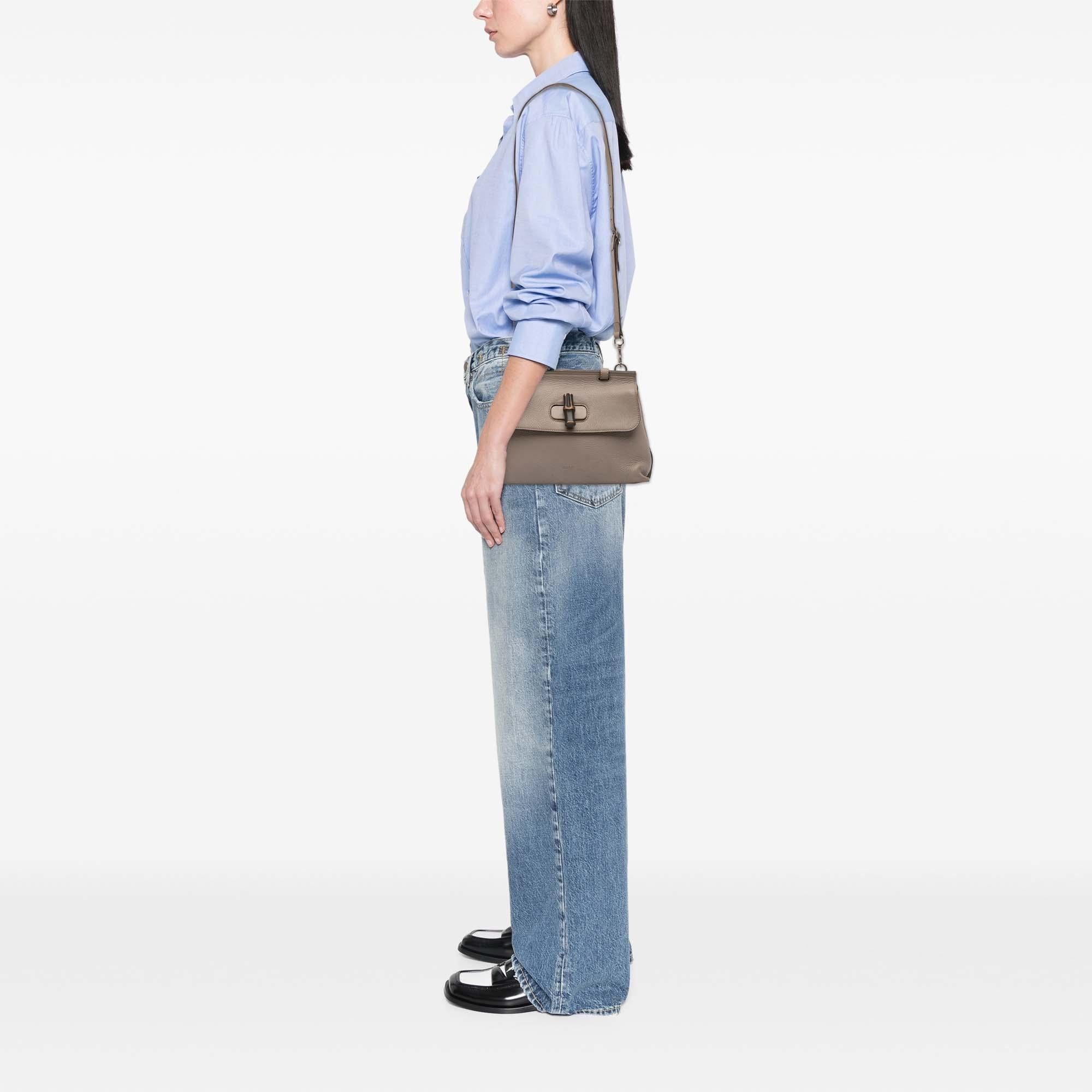 Gucci Small Leather Bamboo Daily Satchel