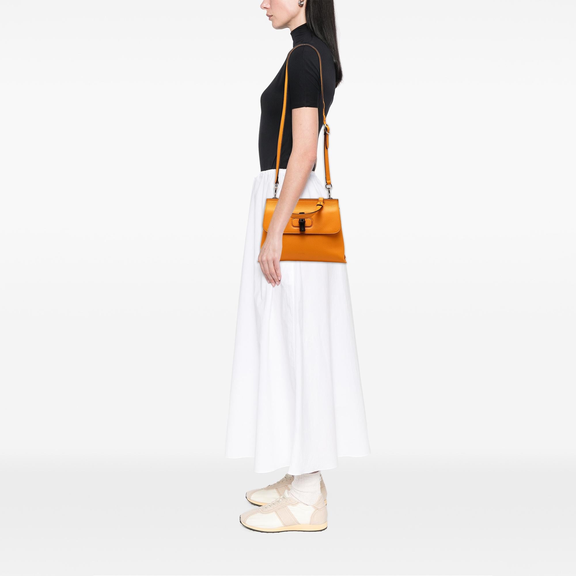 Gucci Small Leather Bamboo Daily Satchel