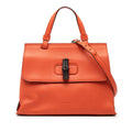 Gucci Small Leather Bamboo Daily Satchel