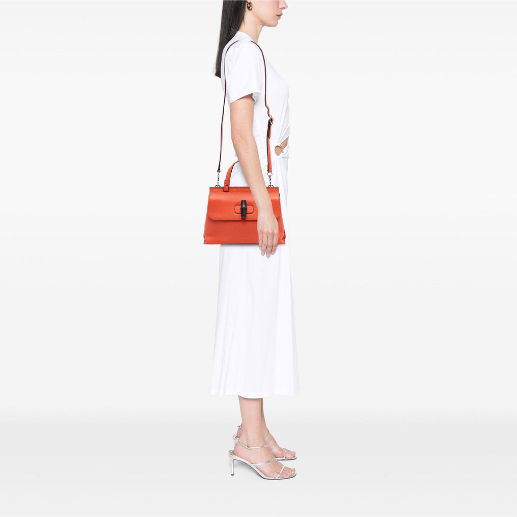 Gucci Small Leather Bamboo Daily Satchel