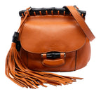 Gucci Small Leather Bamboo Nouveau Fringe Crossbody