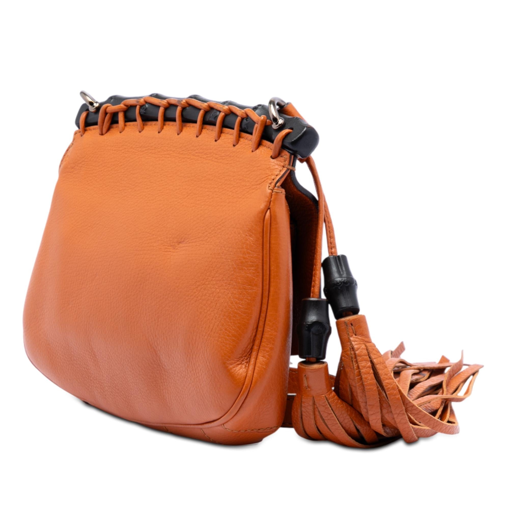 Gucci Small Leather Bamboo Nouveau Fringe Crossbody
