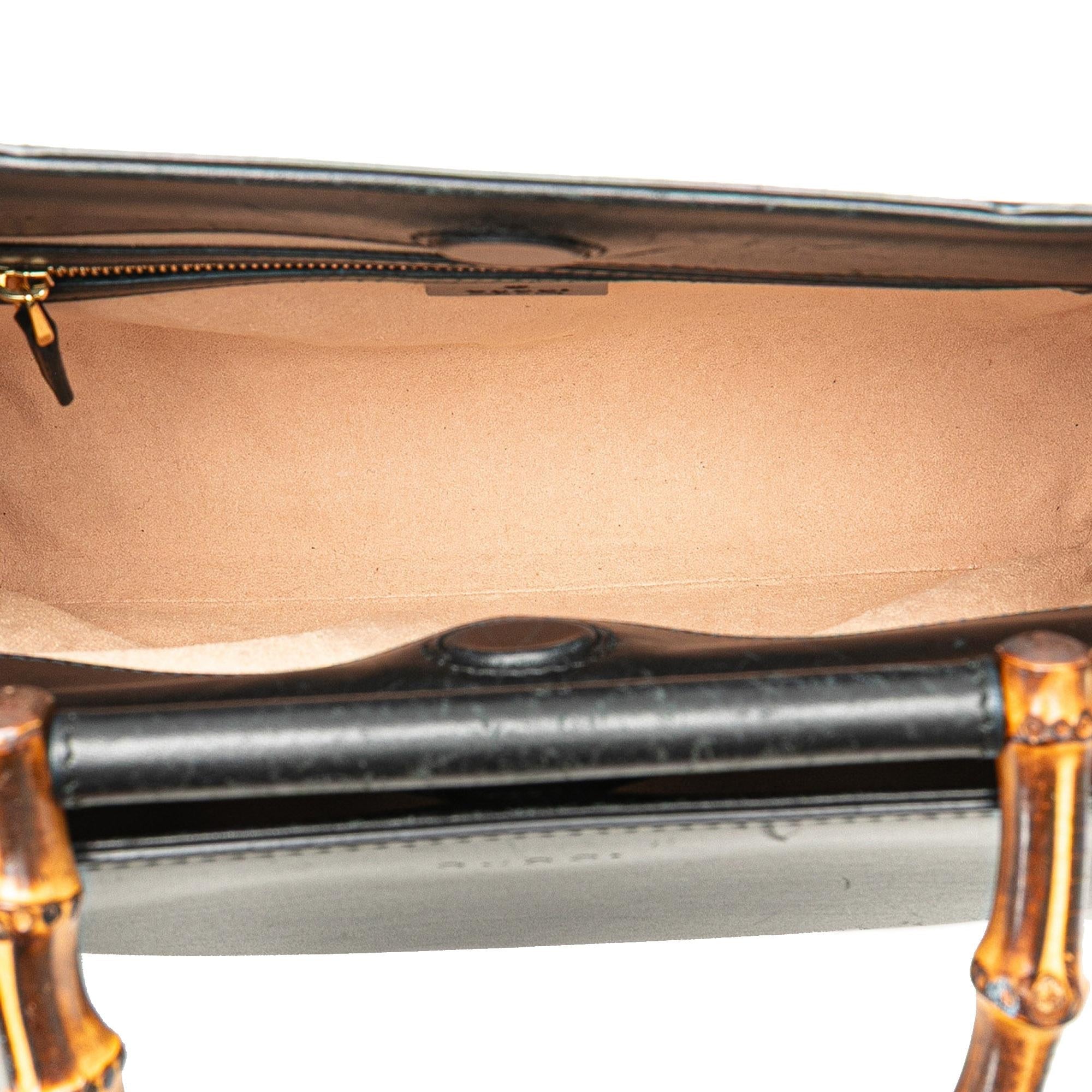 Gucci Small Leather Bamboo Nymphaea Satchel