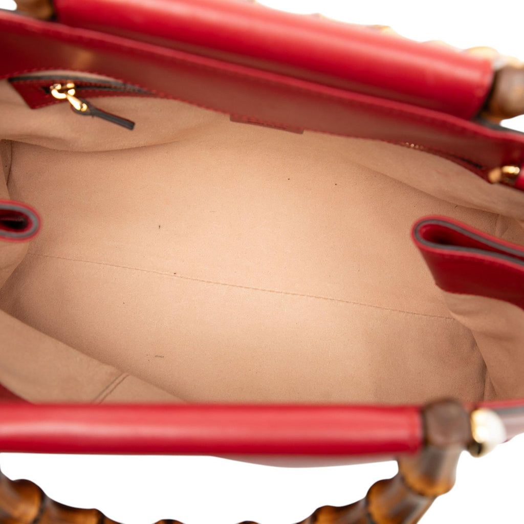 Gucci Small Leather Bamboo Nymphaea Satchel