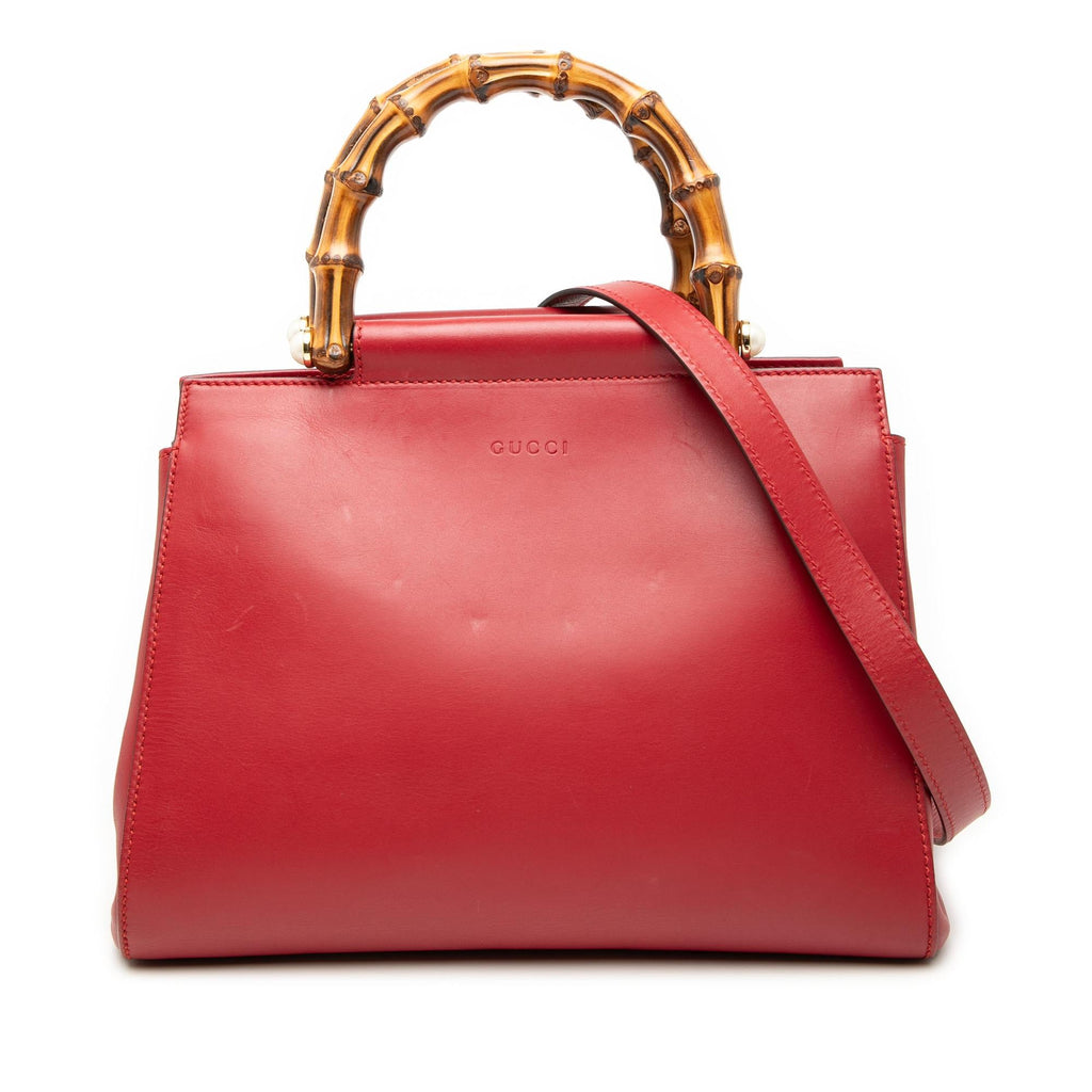 Gucci Small Leather Bamboo Nymphaea Satchel