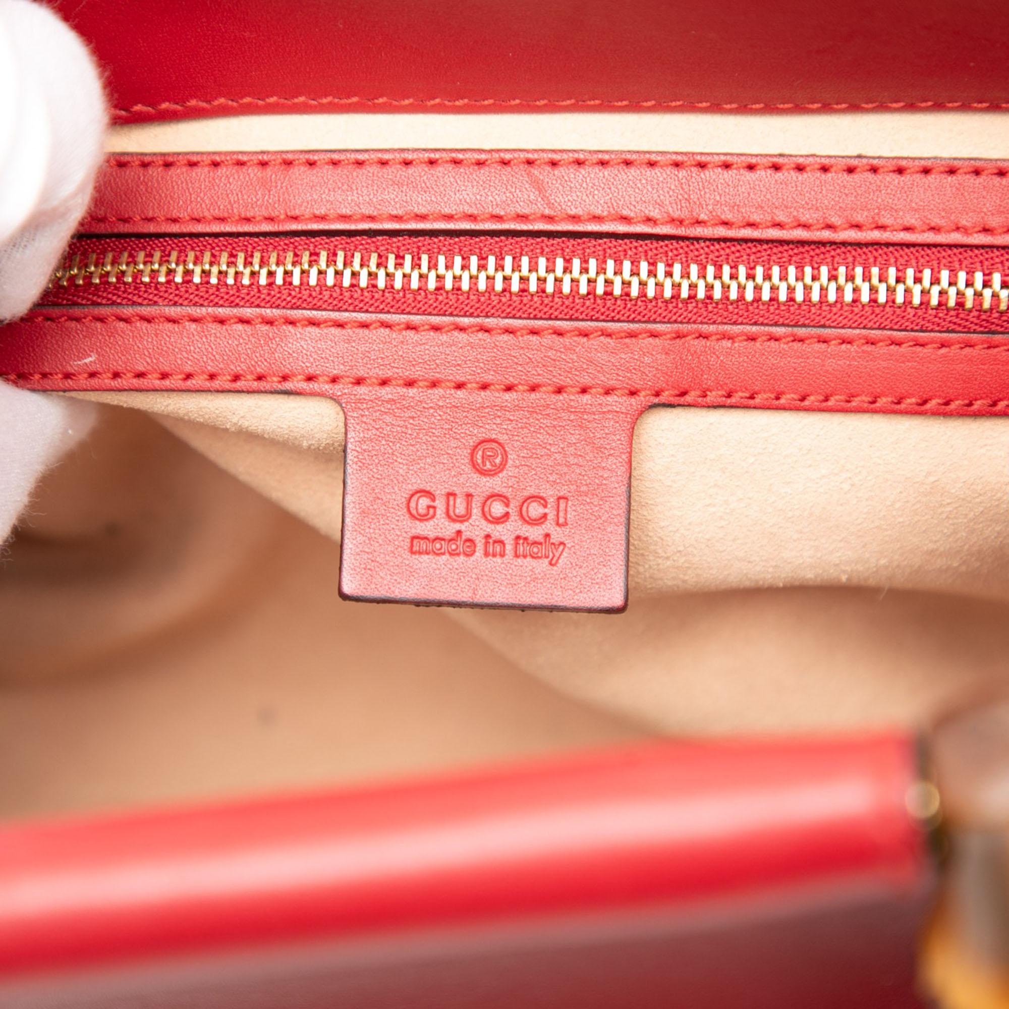 Gucci Small Leather Bamboo Nymphaea Satchel