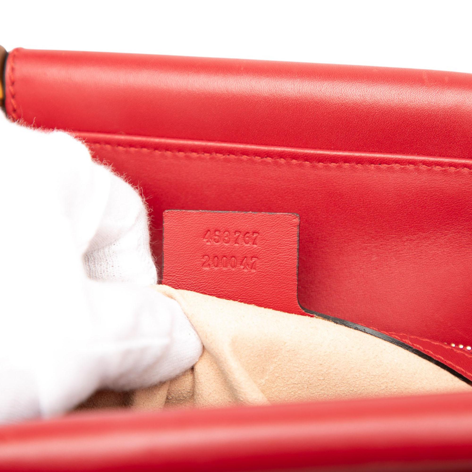 Gucci Small Leather Bamboo Nymphaea Satchel