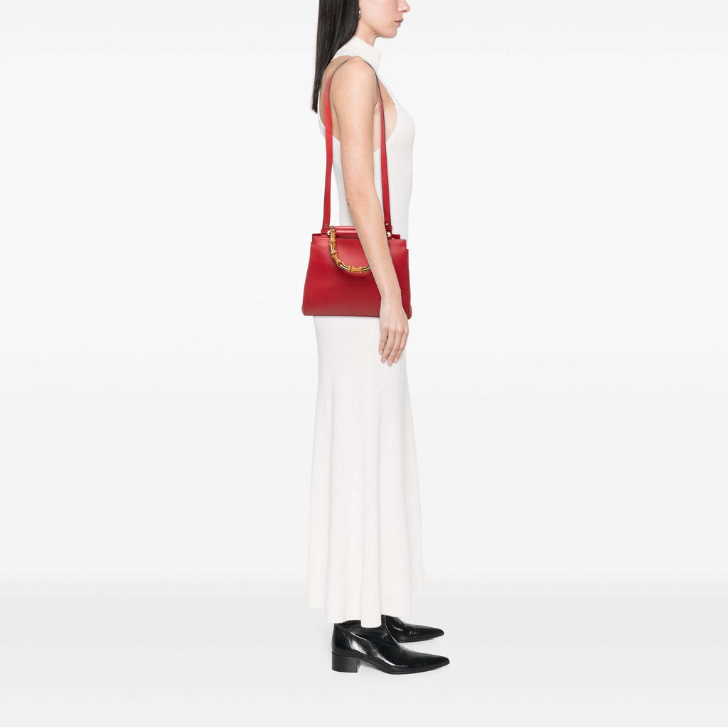 Gucci Small Leather Bamboo Nymphaea Satchel