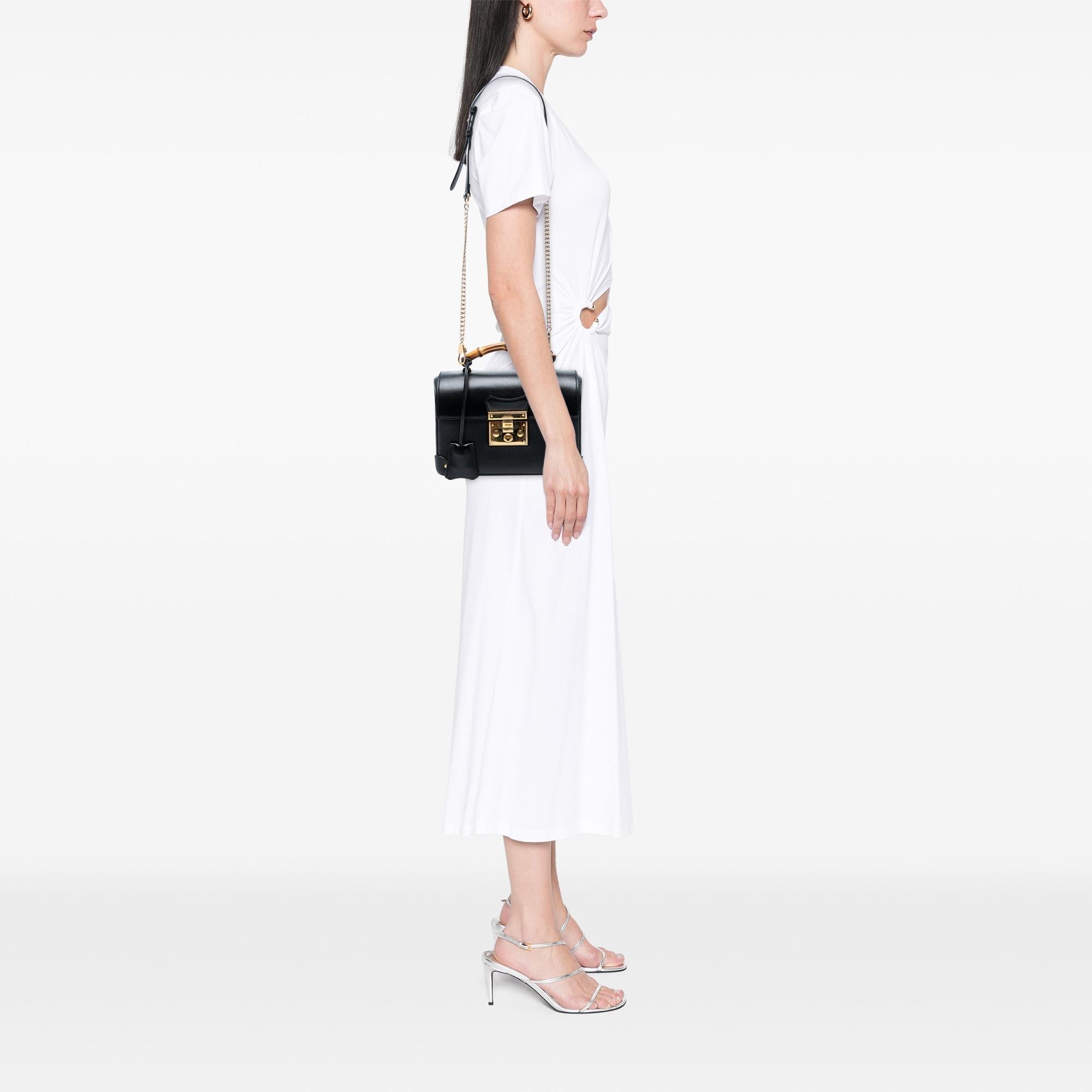 Gucci Small Leather Bamboo Padlock Satchel