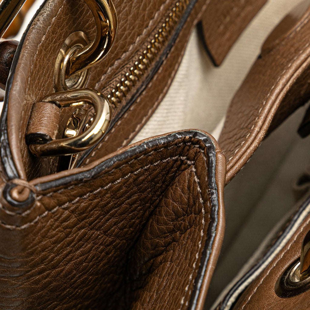 Gucci Small Leather Bamboo Shopper Satchel (SHG-qXAgyf)