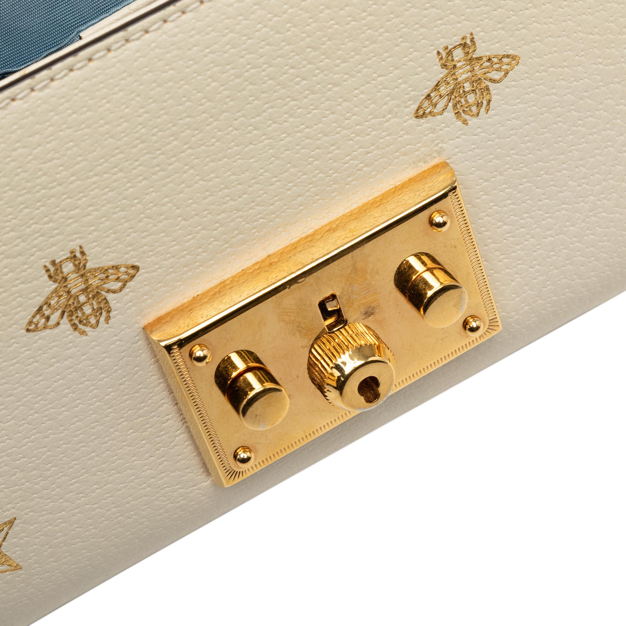 Gucci Small Leather Bee Star Padlock Crossbody