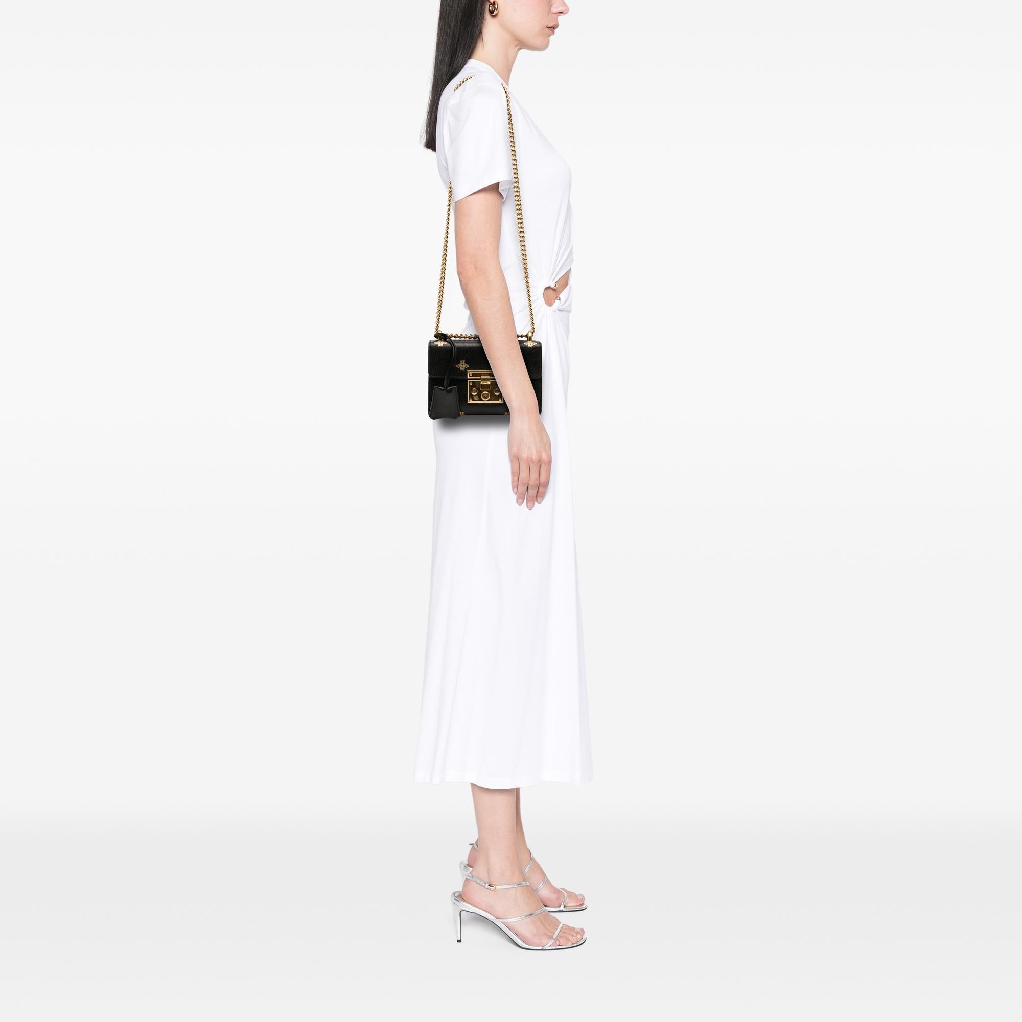 Gucci Small Leather Bee Star Padlock Crossbody
