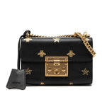 Gucci Small Leather Bee Star Padlock Crossbody