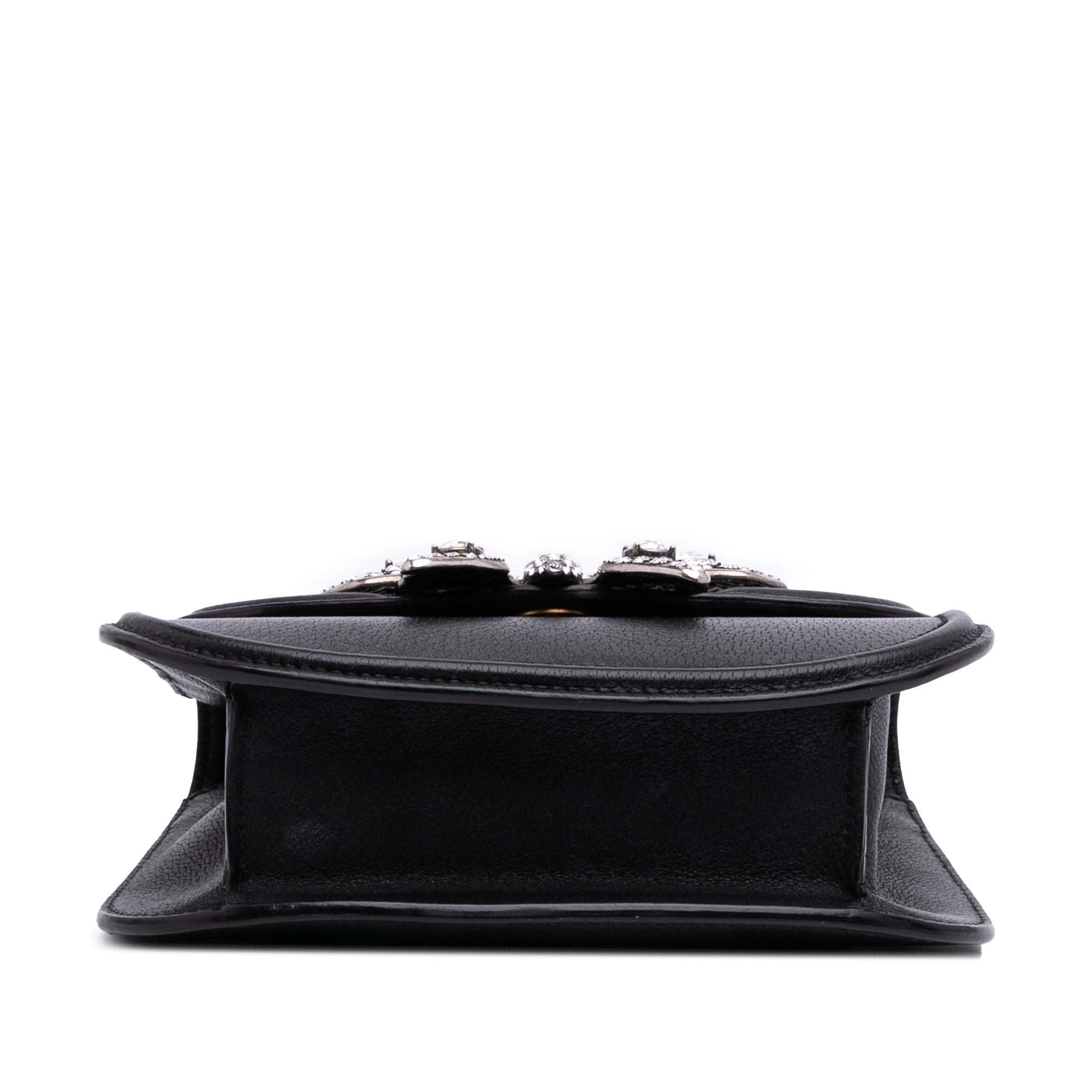 Gucci Small Leather Linea Totem Crystal Butterfly Crossbody