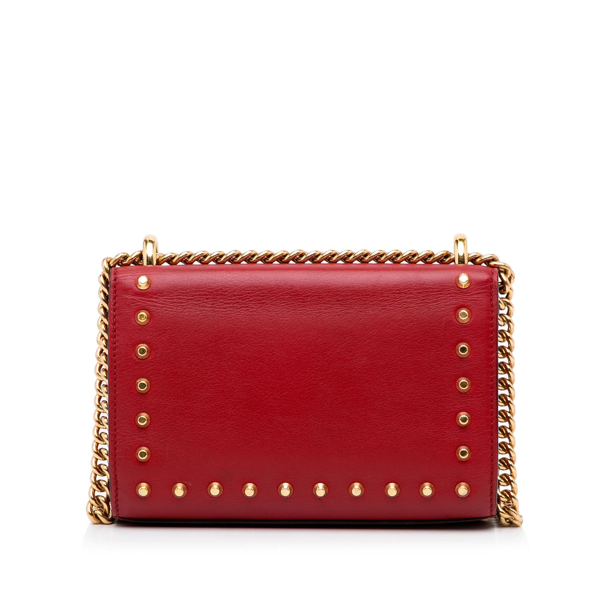 Gucci Small Leather Pearl Studded Padlock Crossbody Bag (SHG-1zn6yH)
