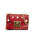 Gucci Small Leather Pearl Studded Padlock Crossbody Bag (SHG-1zn6yH)
